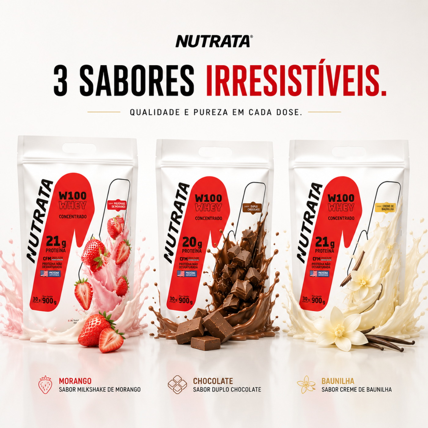 W100 Whey Concentrado 900g - NUTRATA