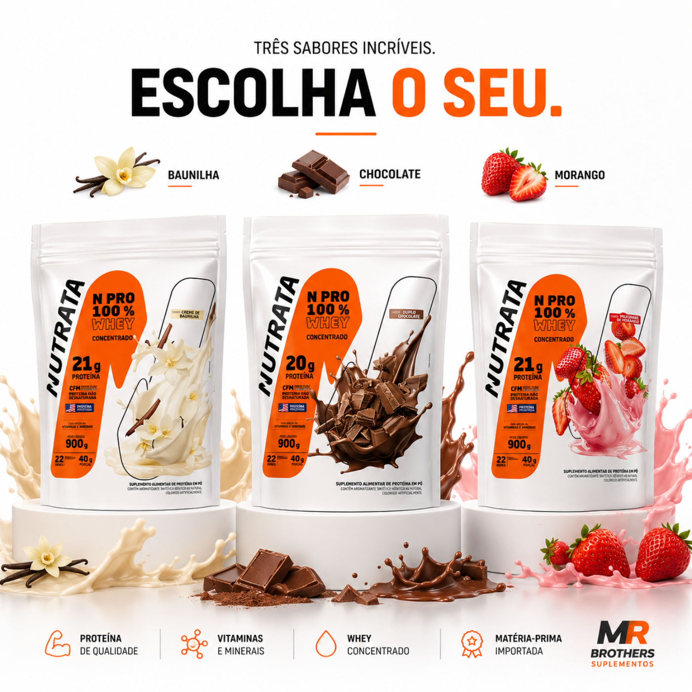 NPRO 100% Whey Concentrado 900g - NUTRATA