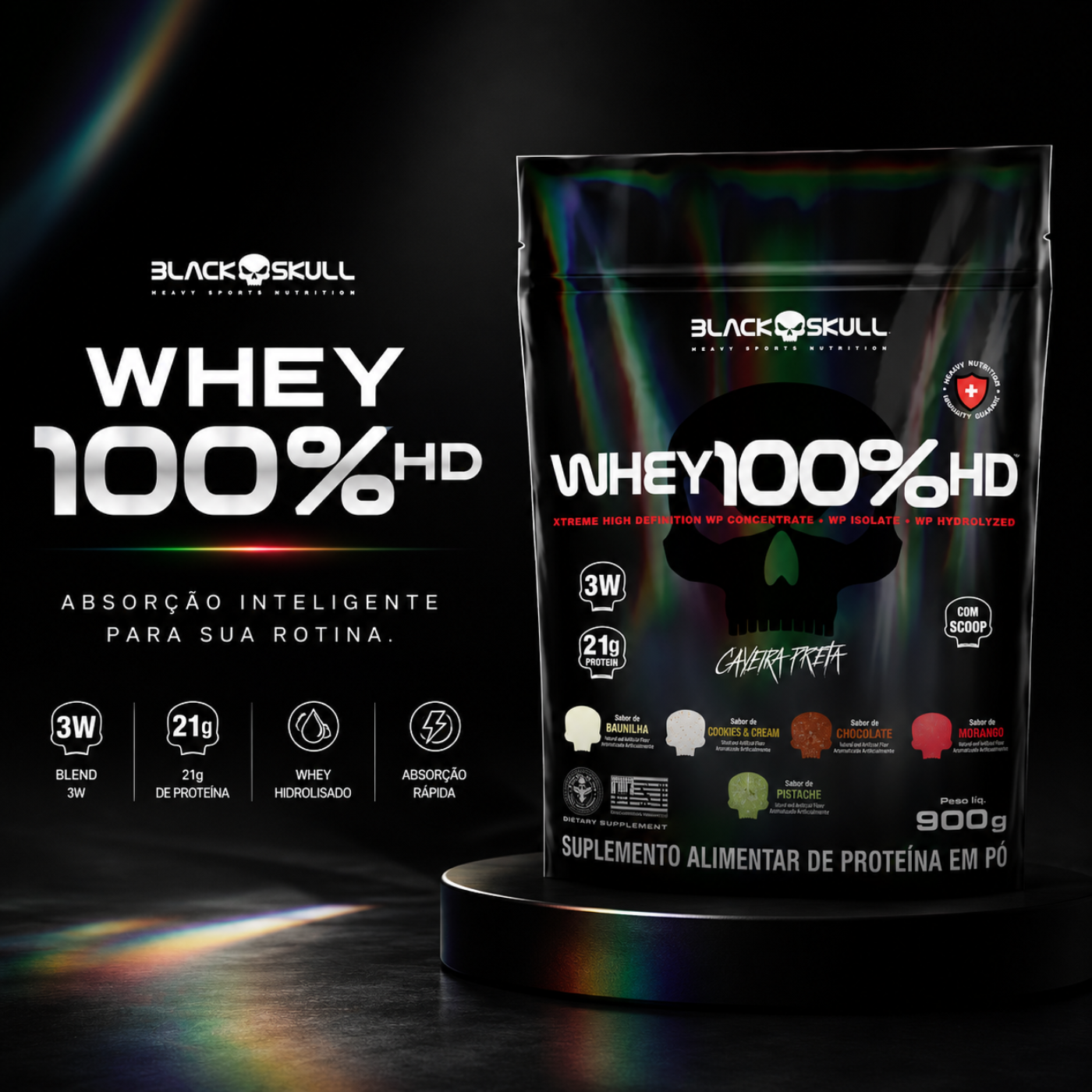 Whey 100% HD - Black Skull 900g Refil