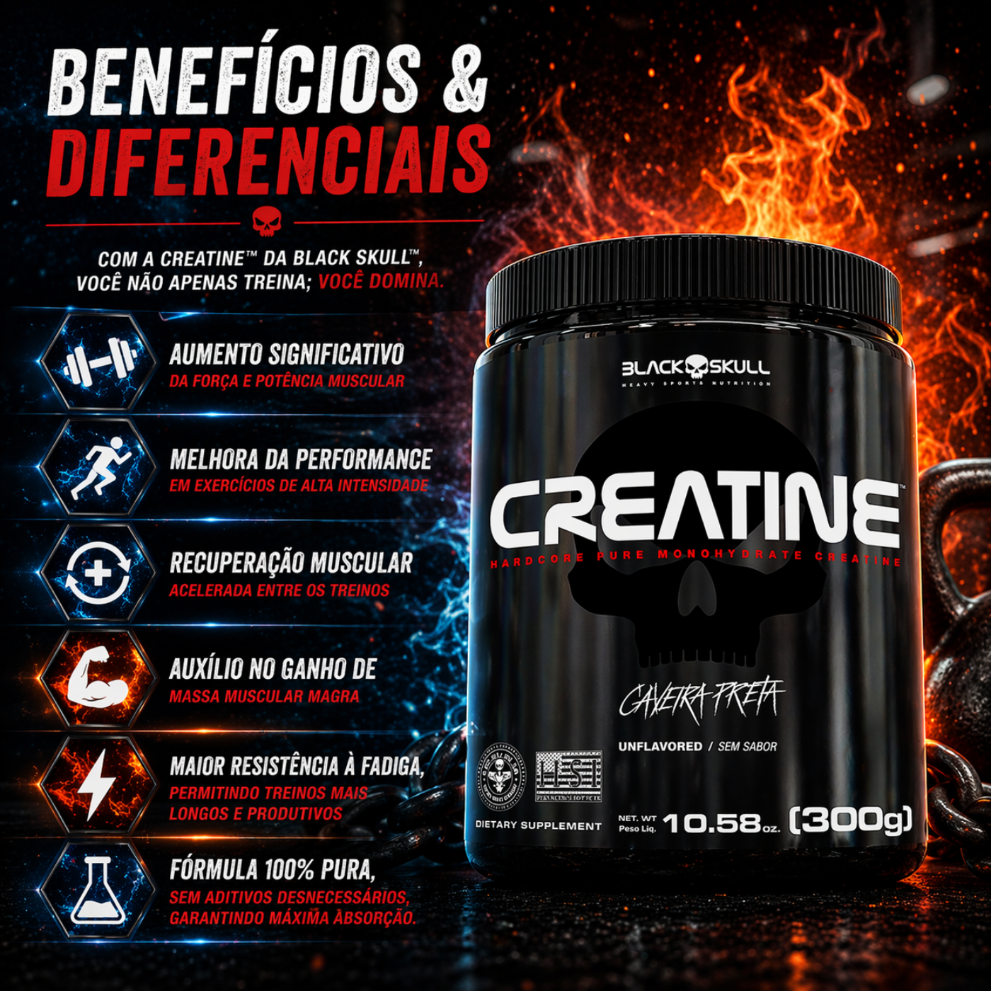 Creatine Pura HARDCORE - Black Skull