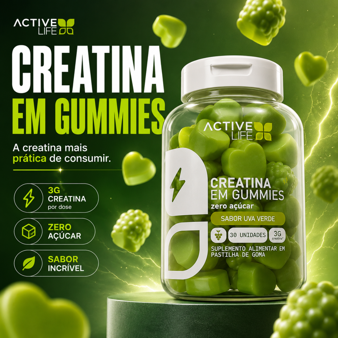 CREATINA EM GUMMIES | 30 UNI. ACTIVE LIFE